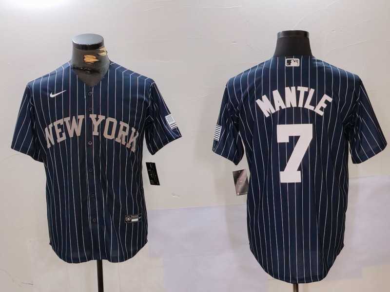 Men%27s New York Yankees #7 Mickey Mantle Navy Pinstripe Fashion Cool Base Jersey->new york yankees->MLB Jersey